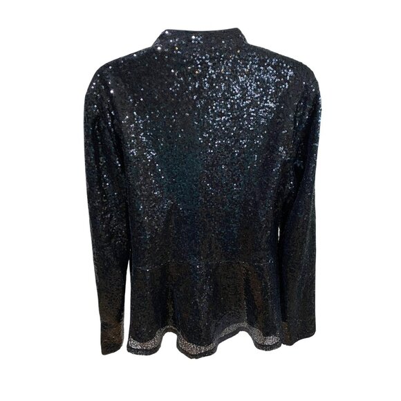 NWT Bagatelle Collection Black Sequin Open Front Blazer Jacket Lined Size M - Picture 3 of 9